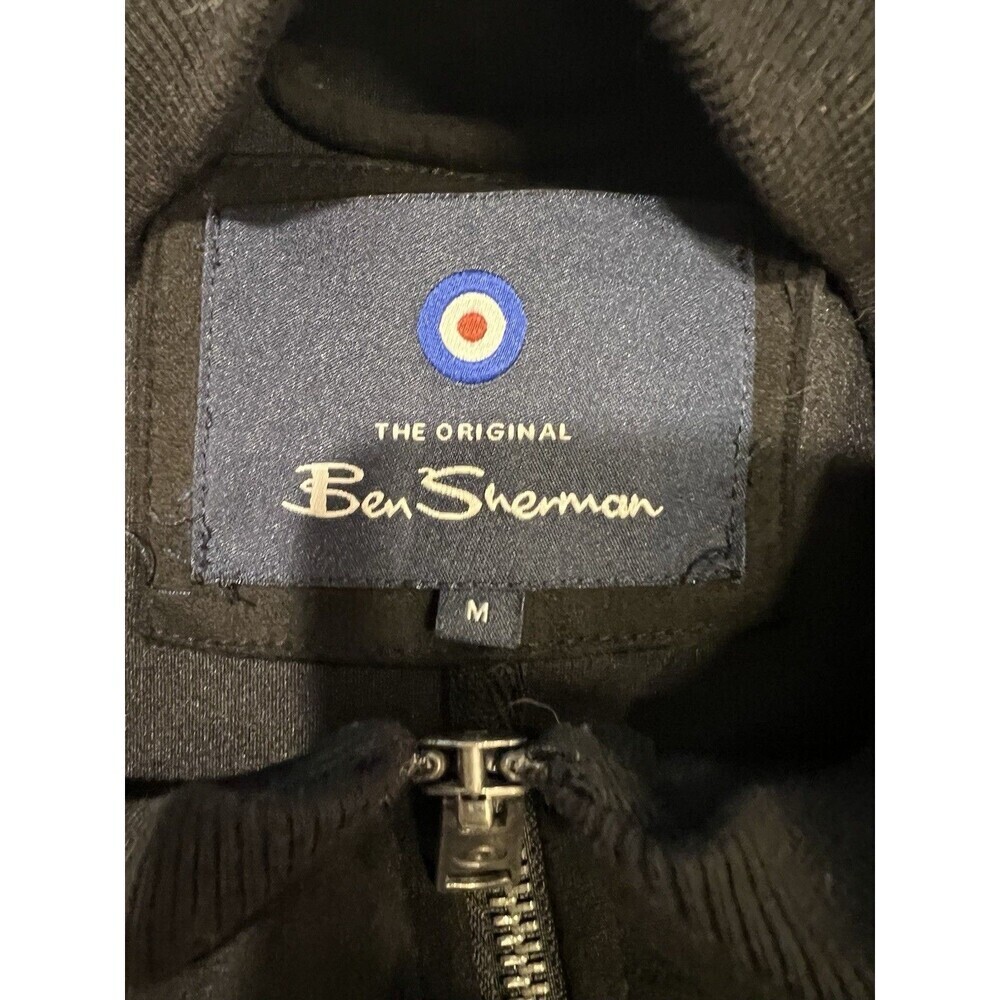 Ben Sherman Jacket Mens Medium Black Bomber Faux Suede Full Zip Pocket Casual - Picture 4 of 6